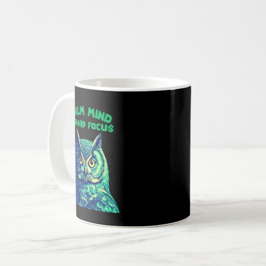 Mug Calm Mind Sharp Focus Owl Mindfulness (Devant gauche)