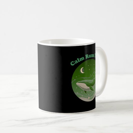 Mug Calm Runs Deep Whale Mindfulness Ocean (Devant droit)