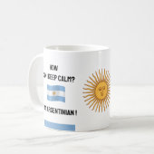Mug Calme Argentine & Texte drôle, Argentine Drapeau (Devant gauche)