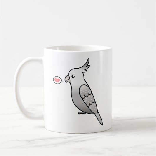 Mug Calopsitte perle à face blanche dessin animé Amour (Gauche)