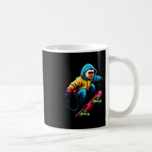 Mug Calot marron funky planche à roulettes Illustratio