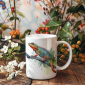 Mug caméléon sur une branche aquarelle couleurs vives