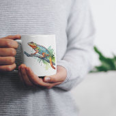 Mug caméléon sur une branche aquarelle couleurs vives