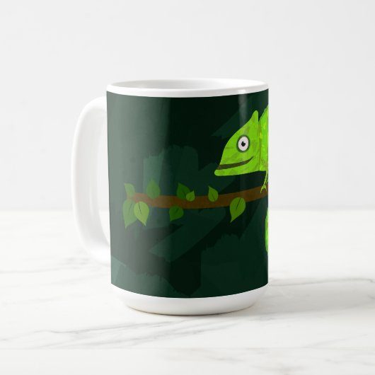 Mug Caméléon vert mignon (Devant gauche)