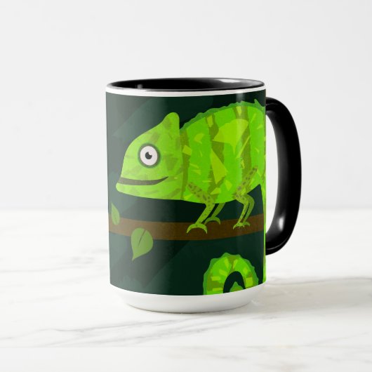 Mug Caméléon vert mignon (Devant droit)
