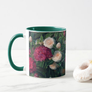 Mug Camellias rose foncé et Rhododendrons blancs