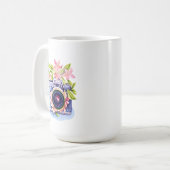 Mug Caméra vintage Bouteille d'eau florale (Devant gauche)