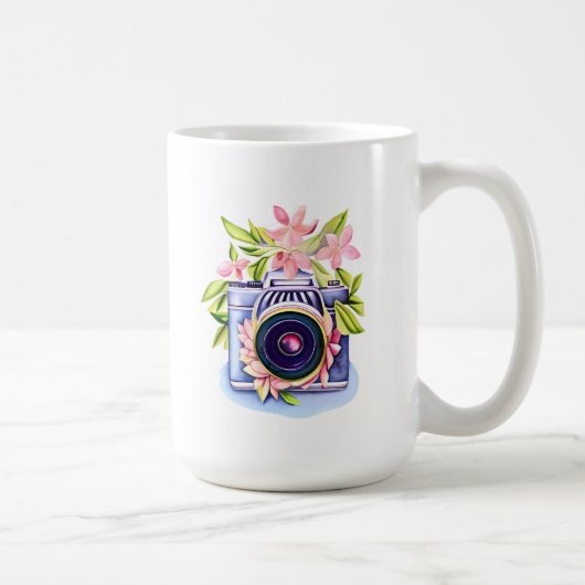 Mug Caméra vintage Bouteille d'eau florale (Droite)