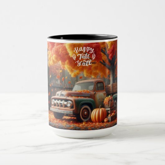 Mug Camion de ferme rustique/vintage d'automne (Centre)