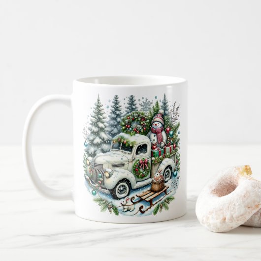 Mug Camion de fête | Vintage Noël (Avec donut)