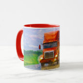 Mug Camion de fret rouge pour enfants et camionneurs (Devant gauche)