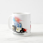 Mug Camion de police de caricatures et de pompiers (Devant gauche)