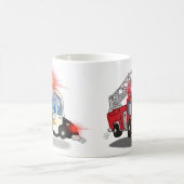 Mug Camion de police de caricatures et de pompiers (Centre)