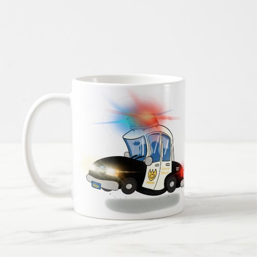 Mug Camion de police de caricatures et de pompiers (Gauche)