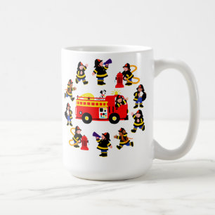 Mug Camion de pompiers avec les sapeurs-pompiers