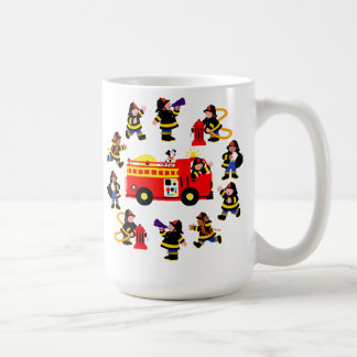 Mug Camion de pompiers avec les sapeurs-pompiers