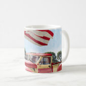 Mug Camion de ramassage rouge : Drapeau américain Vint (Devant droit)