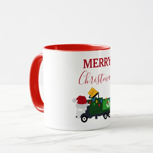 Mug Camion de recyclage de Noël (Devant gauche)