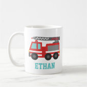 Mug Camion feu rouge mignon pour petits pompiers (Gauche)