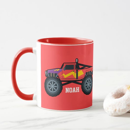 Mug Camion Monster Racing, pour garçons et filles Coff (Avec donut)