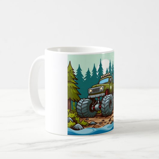 Mug Camion Monster Vert dans la forêt (Devant gauche)