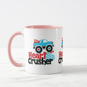 Mug Camion Monstre Bleu Écraser Cœur Saint Valentin