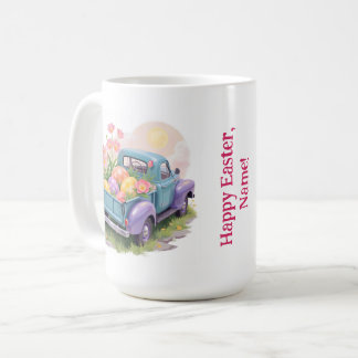 Mug Camion Rétro Sarcelle et Violet avec Œufs de Pâque
