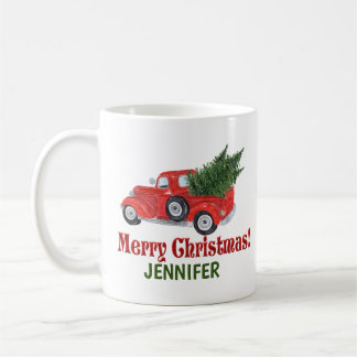 Mug Camion rouge et arbre personnalisé