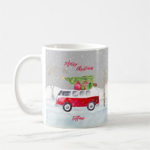 Mug Camion rouge Joyeux Noël gris