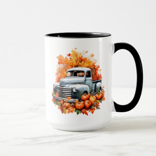 Mug Camion vintage avec Citrouilles et feuilles d'auto (Droite)
