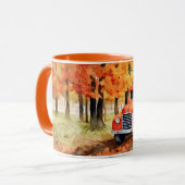 Mug Camionnette Orange Vintage en Automne (Devant gauche)