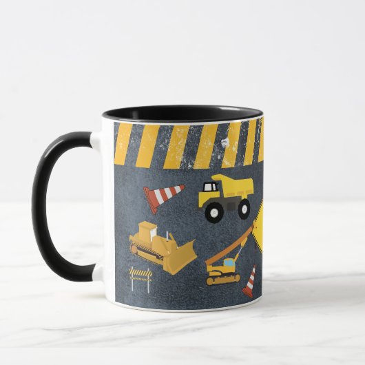 Mug Camions de construction Machines lourdes Nom du ga (Gauche)