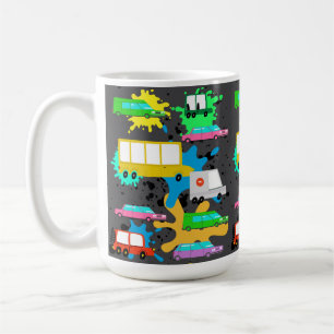 Mug camions et voitures et autobus