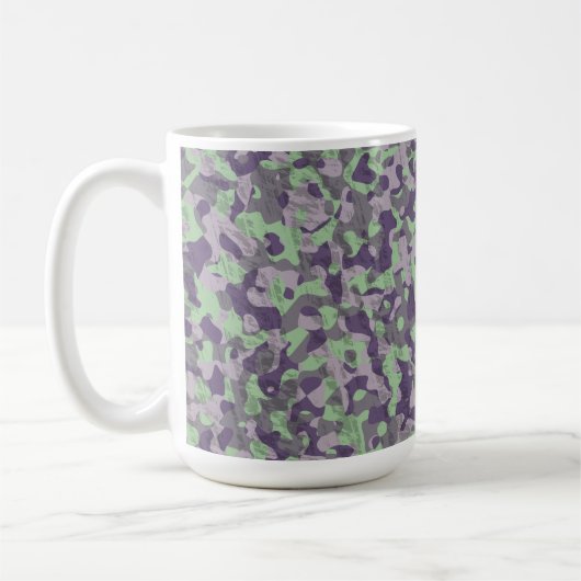 Mug camo abstrait vert et violet (Gauche)