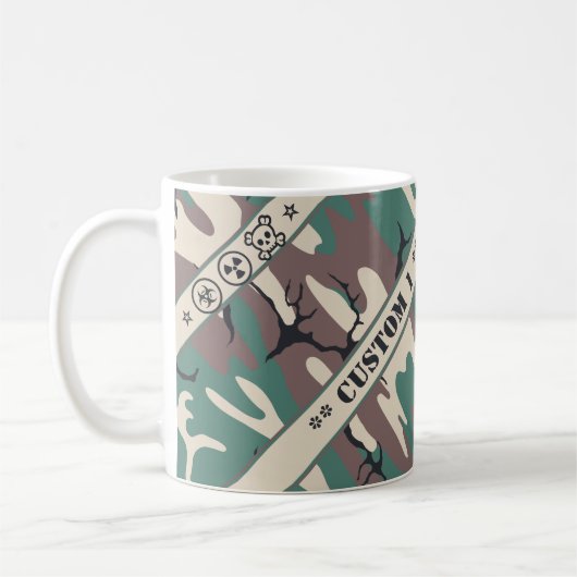Mug Camo avec le texte fait sur commande (Gauche)