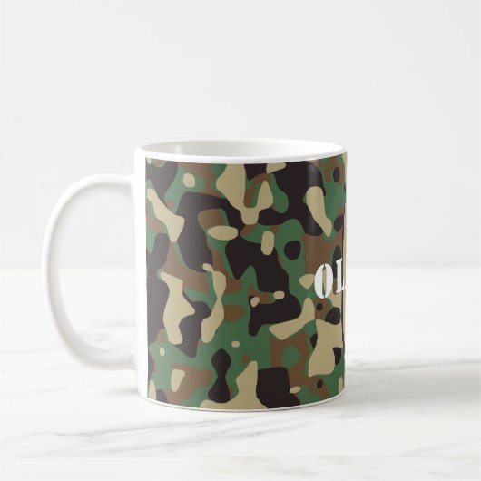 Mug Camo camouflage vert Brown beige Nom du monogramme (Gauche)