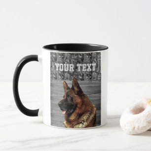 Mug Camo German Shepherd Chien race Nom de l'animal