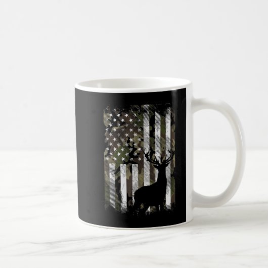 Mug Camo US Drapeau Der Elk Buck Camoflage Chasse Chas (Droite)