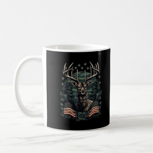 Mug Camoflage Drapeau Américain Antlers Chasse De Cerf (Gauche)