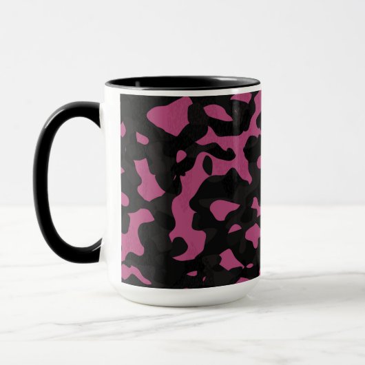Mug Camouflage abstrait rose et noir texturé (Gauche)