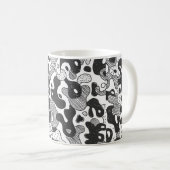 Mug camouflage abstrait style doodé, noir (Devant droit)