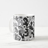 Mug camouflage abstrait style doodé, noir (Devant gauche)
