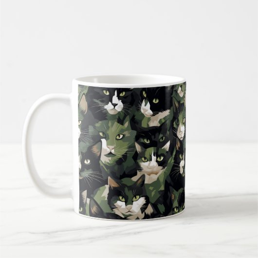 Mug Camouflage de chats verts (Gauche)