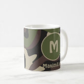 Mug Camouflage militaire Vert Motif Brown Monogramme (Devant droit)