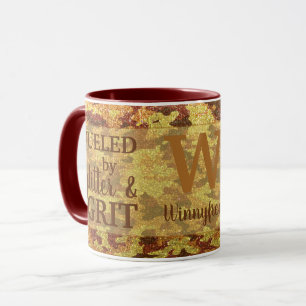 Mug Camouflage Pailleté Orange de Chasse Nom