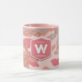 Mug Camouflage Rose Gold Blush Pink Camo Motif de l'ar (Centre)