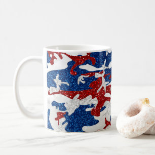 Mug Camouflage Rouge, Blanc & Bleu 4 Juillet Paillette