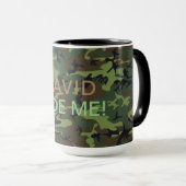 Mug Camouflage Vert Militaire Votre Nom Me Cacher Cite (Devant droit)