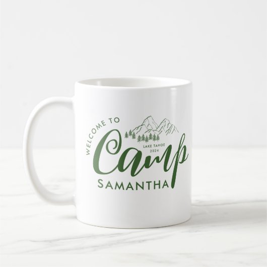 Mug Camp Personnalisé Bachelorette Party Moderne Rusti (Gauche)