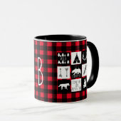 Mug Camp Rustic Woodland Animaux Buffalo Check Plaid (Devant droit)